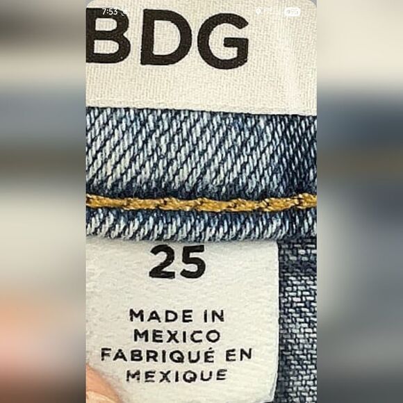 BDG Urban Outfitters Blue Jeans High-Rise Raw Hem Ankle Length Size 25 - Picture 3 of 5